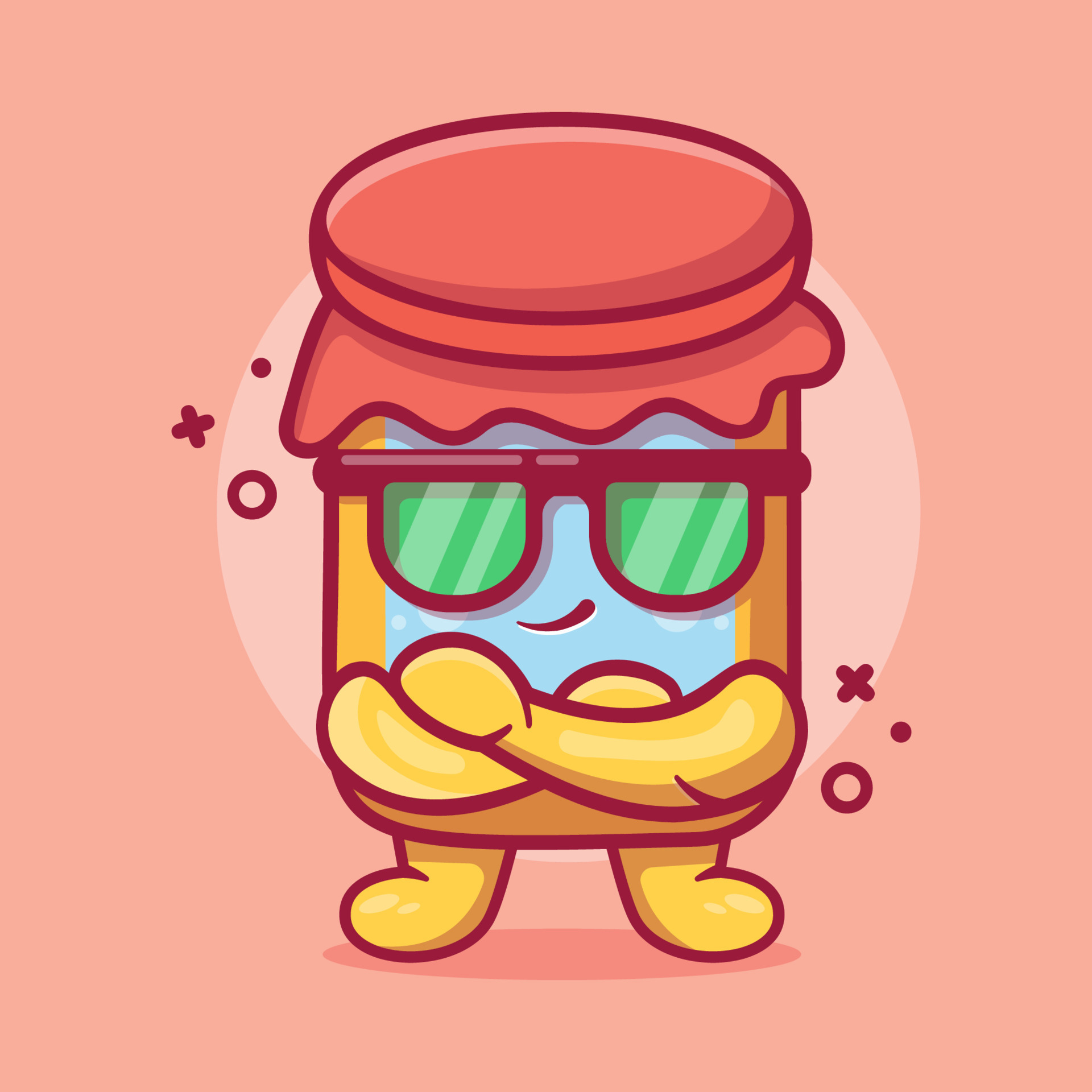 Cute jam jar character mascot with cool gesture isolated cartoon