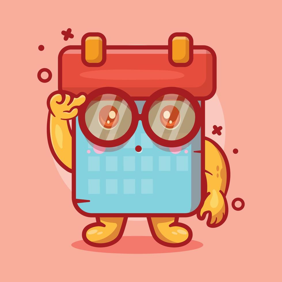 genius calendar character mascot with think expression isolated cartoon in flat style design vector