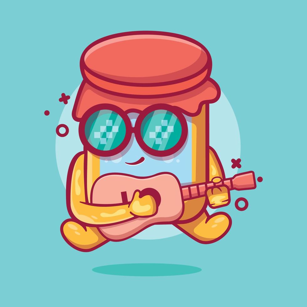 cool jam jar character mascot playing guitar isolated cartoon in flat style design vector