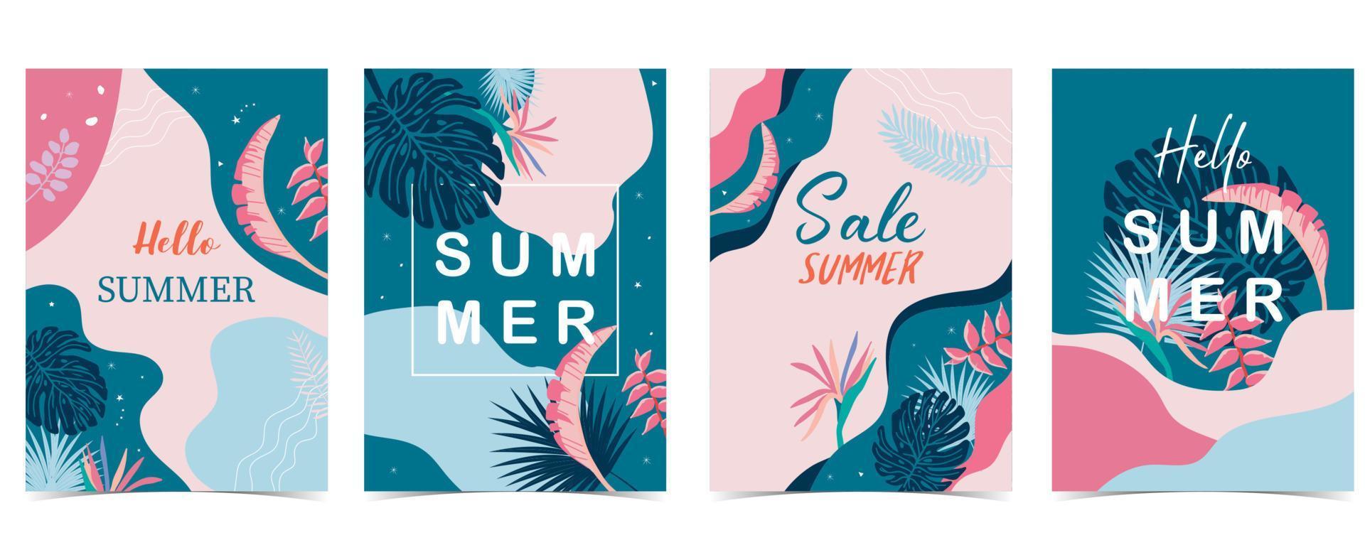 summer sale background with Bird of Paradise palm and jungle vector