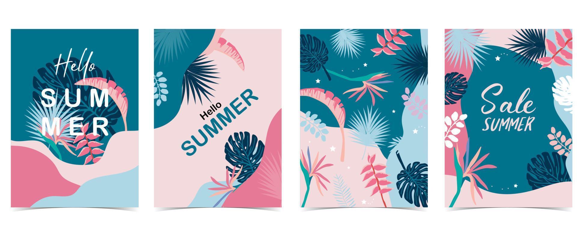 fondo de rebajas de verano con palmeras y selva de ave del paraíso vector