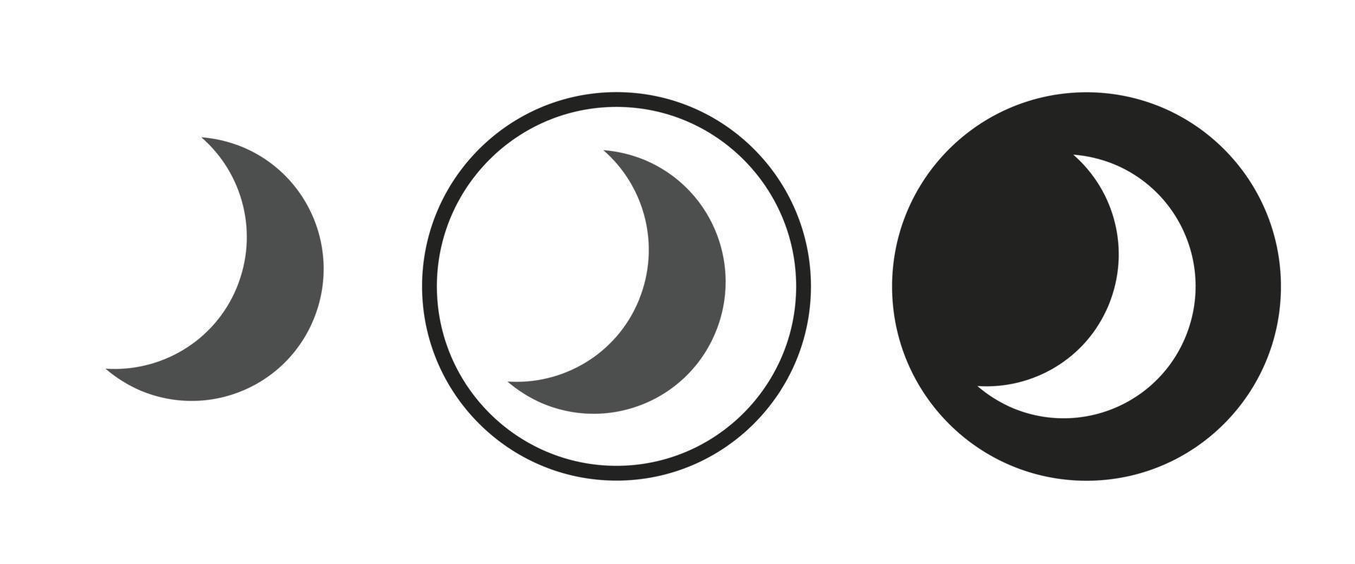 icono de luna creciente menguante. conjunto de iconos web. colección de iconos. ilustración vectorial sencilla. vector