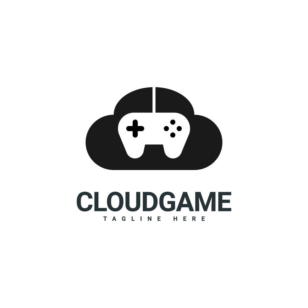 plantillas de diseño de logotipos de juegos en la nube, joystick de visualización e iconos en la nube vector