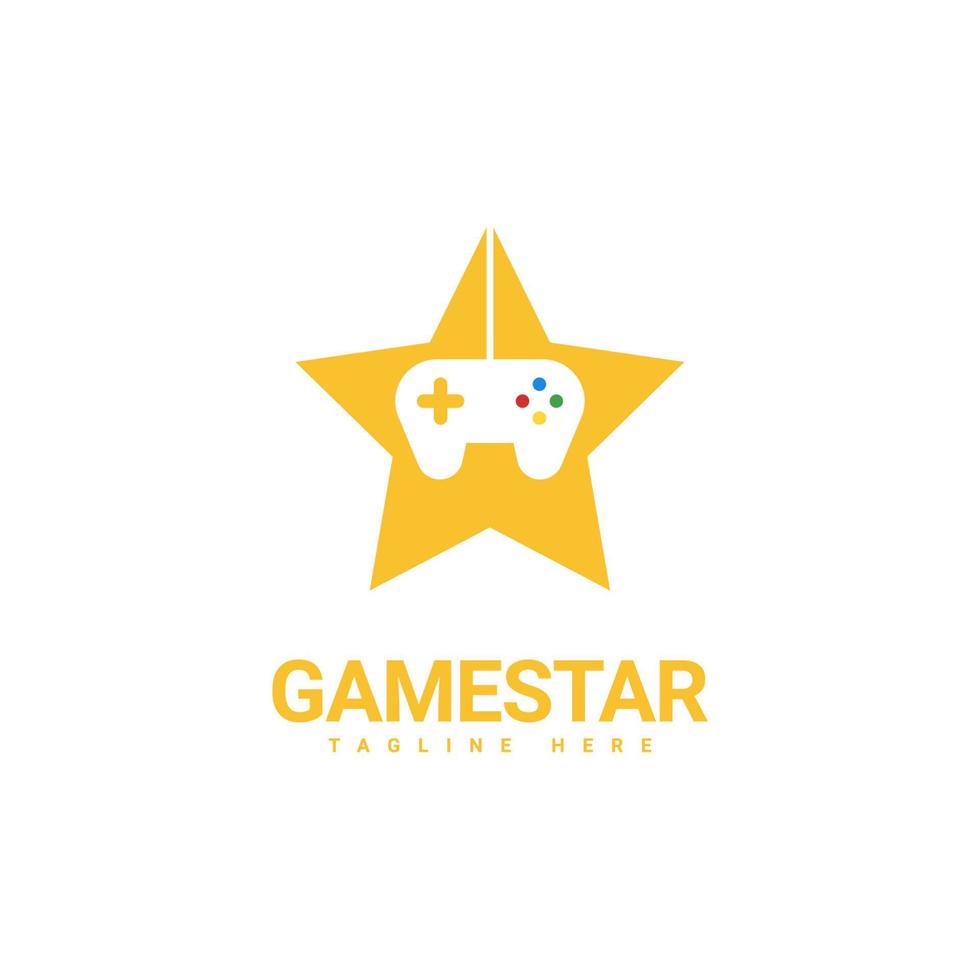 plantilla de diseño de logotipo de estrella de juego, combinación de joystick e iconos de estrella vector