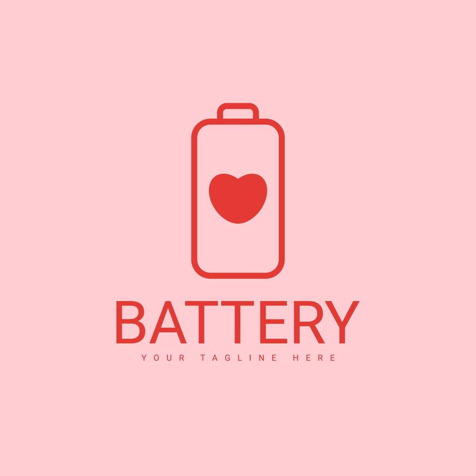 Battery Logo Design With a Heart Icon vector