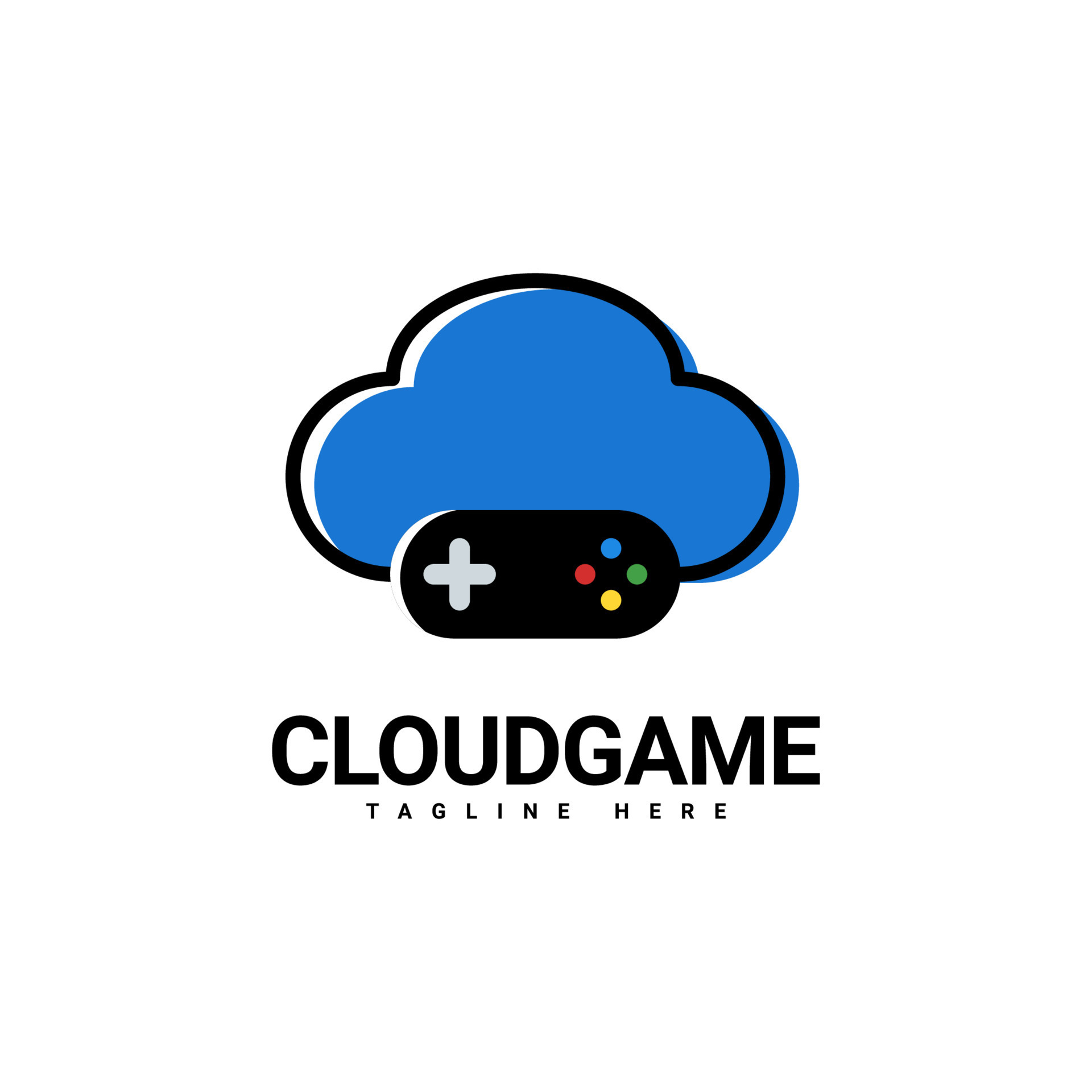 Cloud Game Logo Design, Joystick and Cloud Logo Combination, Logo