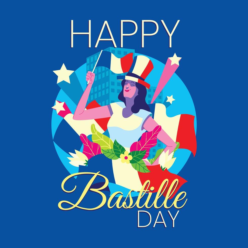 A Woman Celebrating Bastille Day vector
