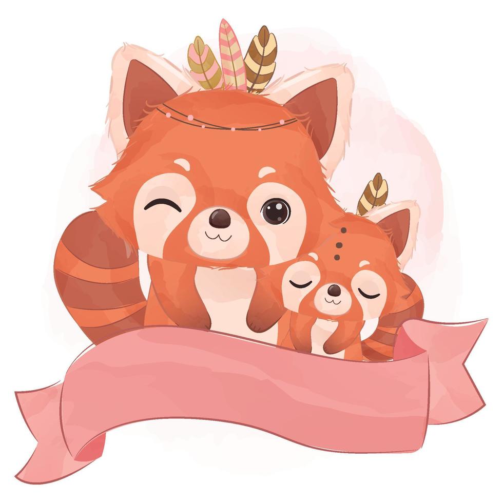 Adorable Bohemian Animals Mom and Baby Illustration vector