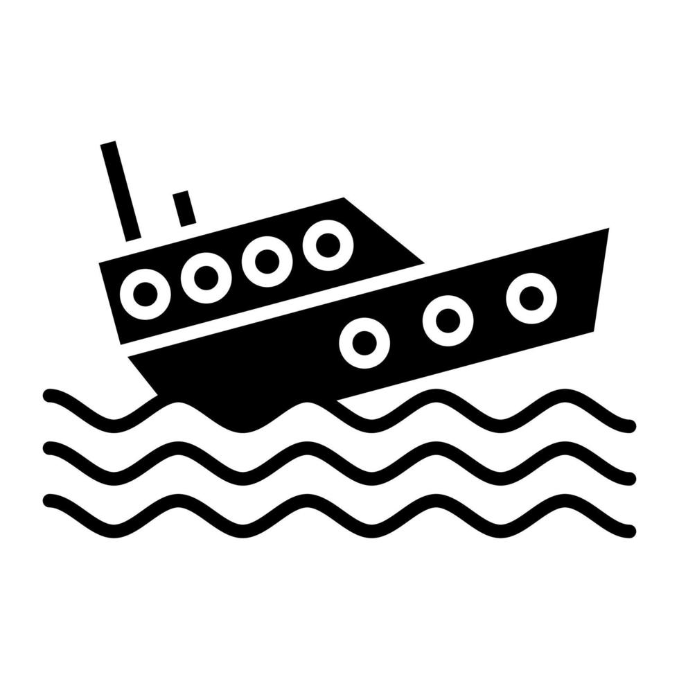 Boat Sink Line Icon vector