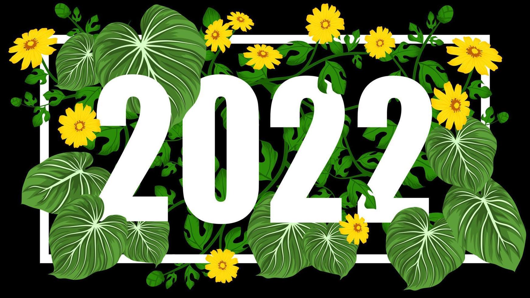 2022 en el marco del bosque de hojas vector