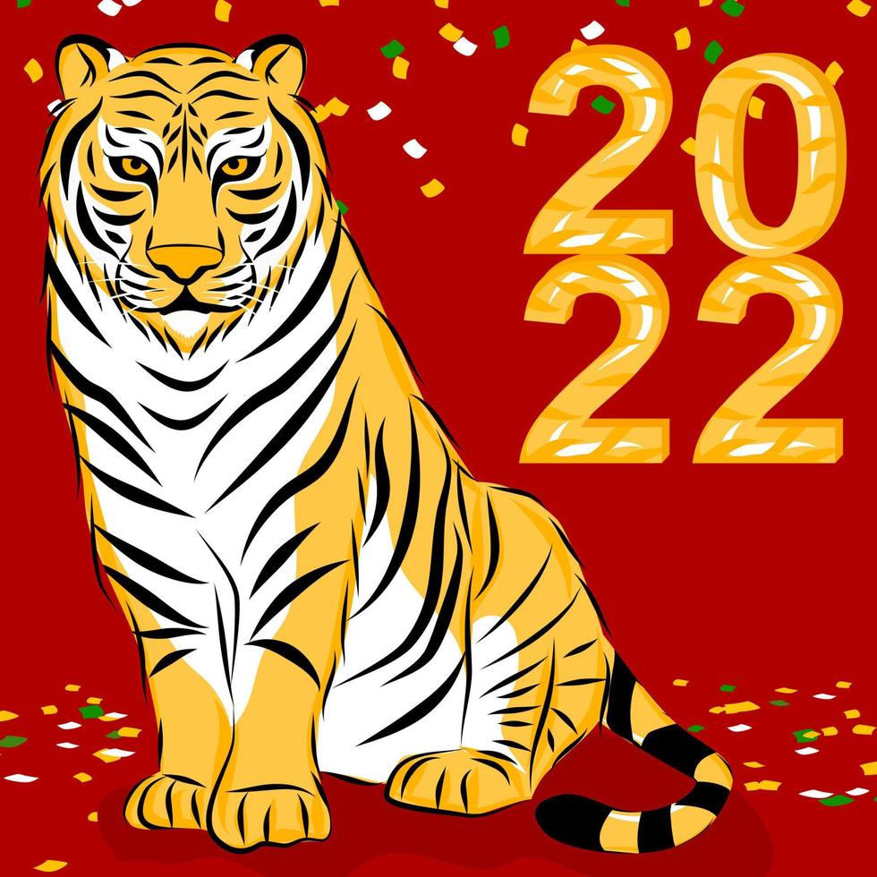 2022 the year of the tiger vector