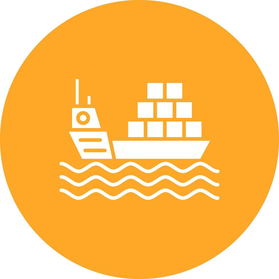 Cargo Ship Glyph Circle Bakground Icon vector