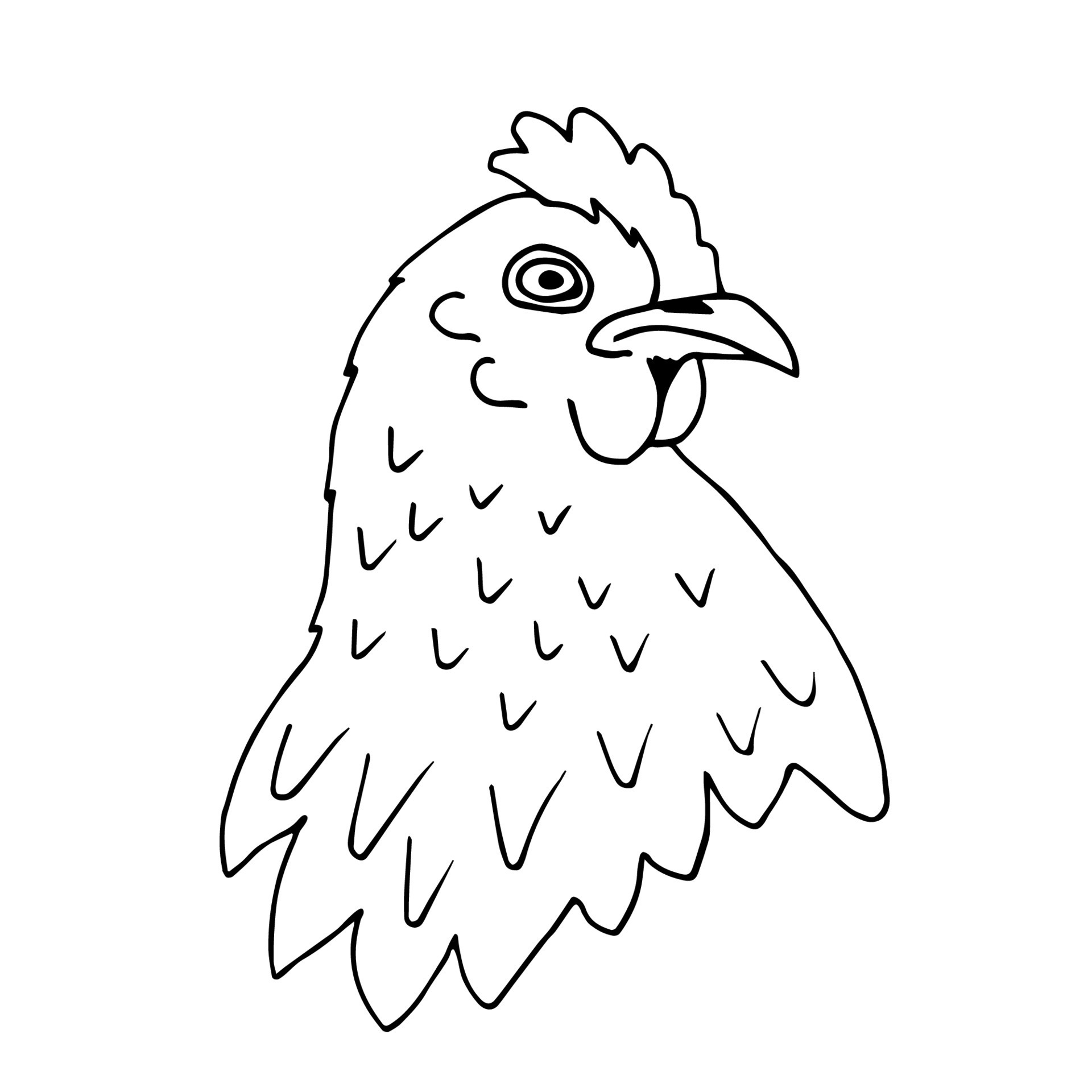 Simple vector freehand drawing in black outline. Head of chicken, rooster,  isolated on a white background. For prints labels, sticker, coloring, logo.  Farm poultry. 7333403 Vector Art at Vecteezy