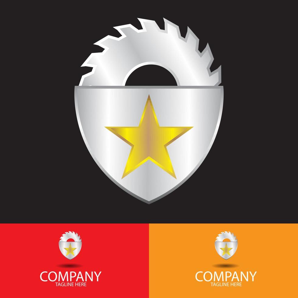 Saw and shield logo Template vector