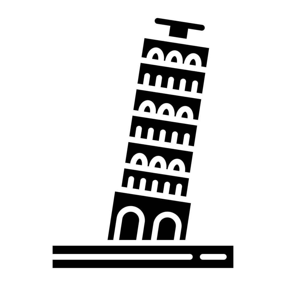 icono de glifo de la torre de pisa vector
