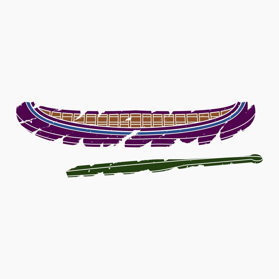 vector editable de canoa nativa americana aislada con ilustración de remo en estilo de pinceladas para el transporte o el diseño relacionado con la cultura tradicional y la historia