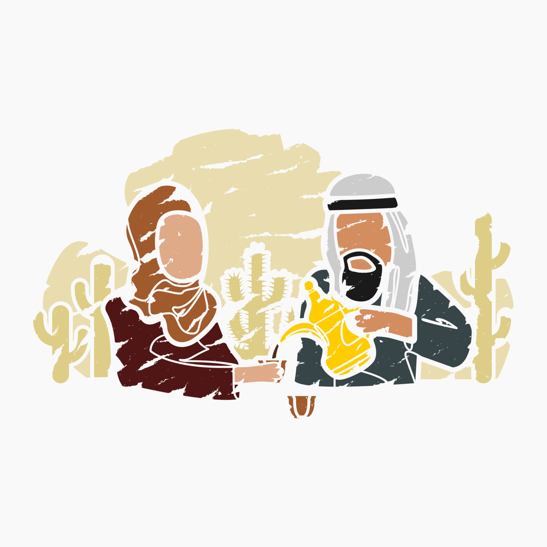 Arab Man Pouring Arabic Coffee image