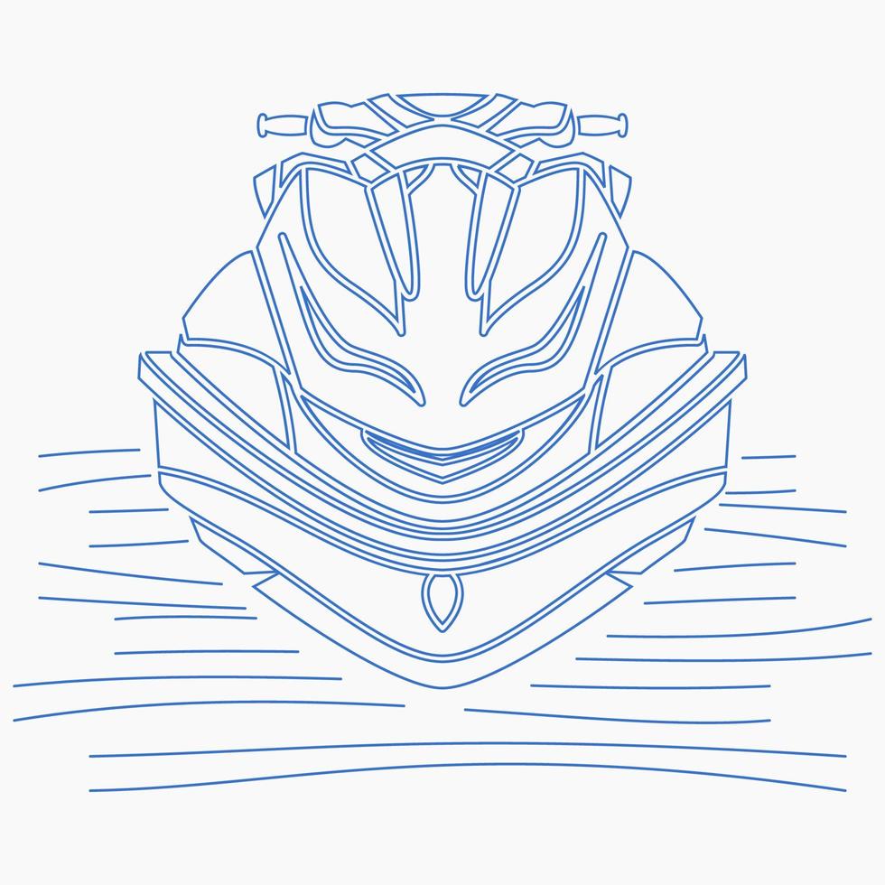 Editable Front View Outline Style Personal Watercraft or Water Scooter on Calm Water Vector Illustration for Artwork Element of Transportation or Recreation Related Design