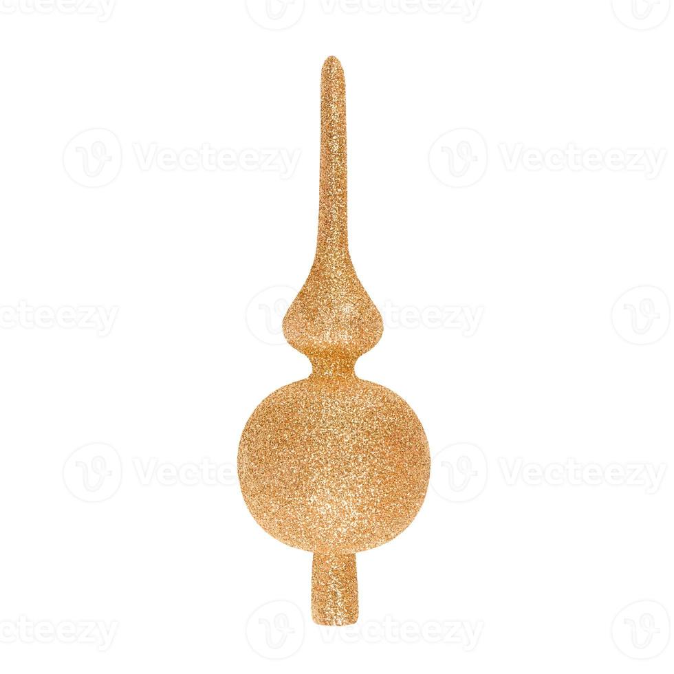 Golden glitter Christmas tree topper isolated on a white background. photo