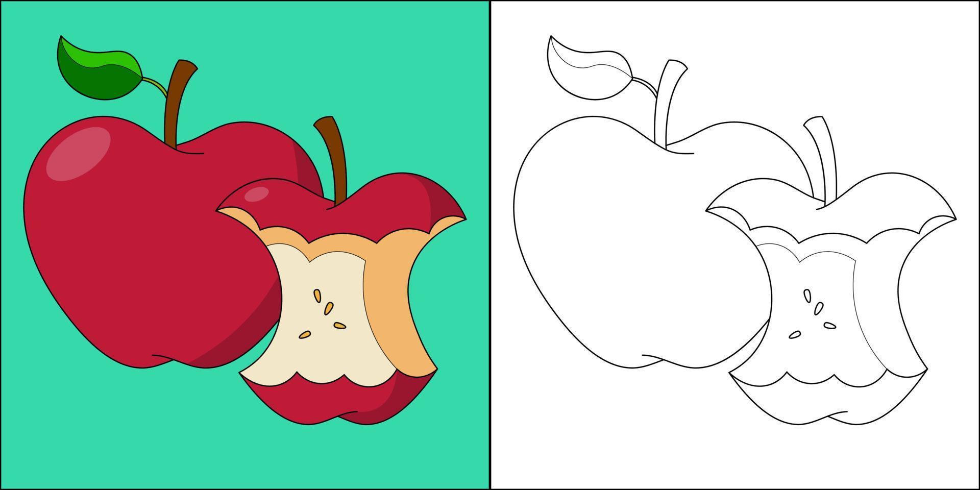 manzana adecuada para la ilustración de vector de página para colorear de niños