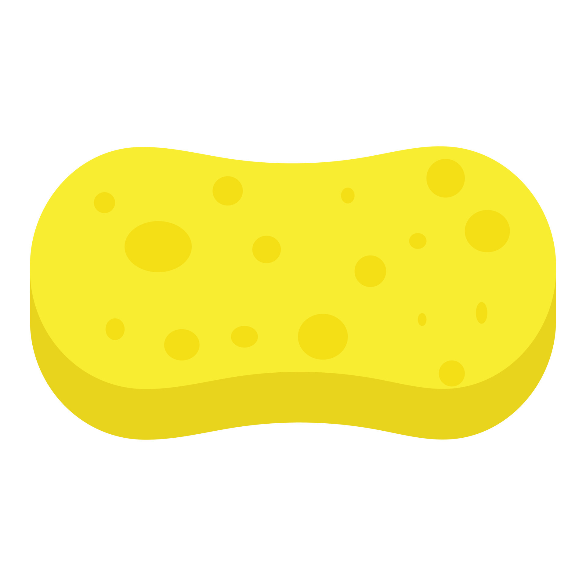Yellow washing sponge icon. Cartoon flat style. Template of cleaning
