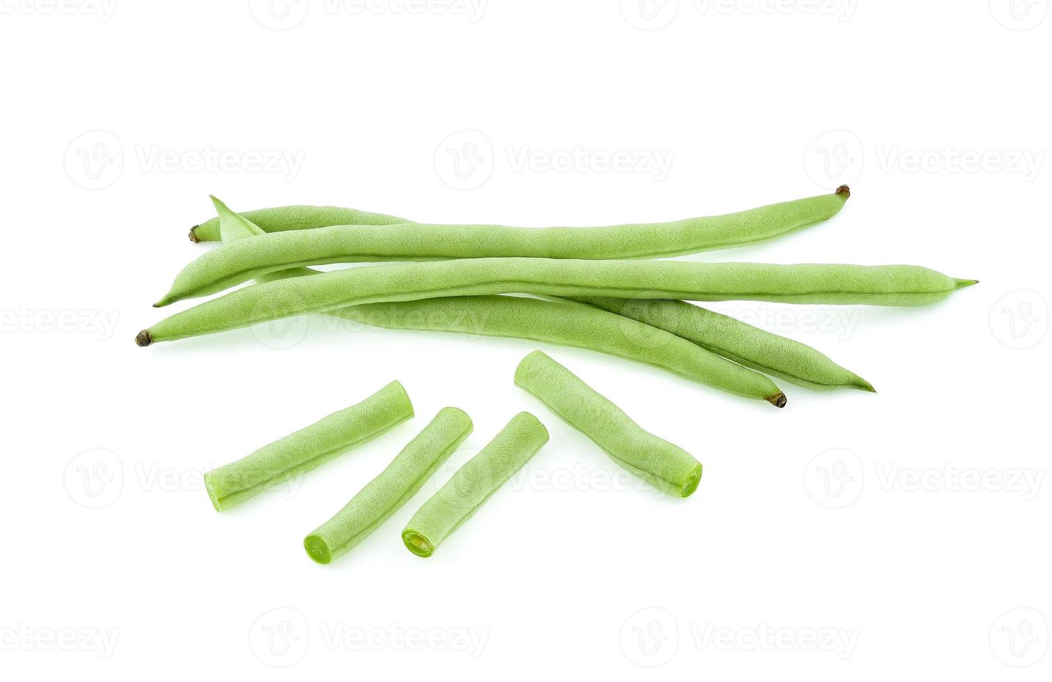 Green beans isolated on white background. photo