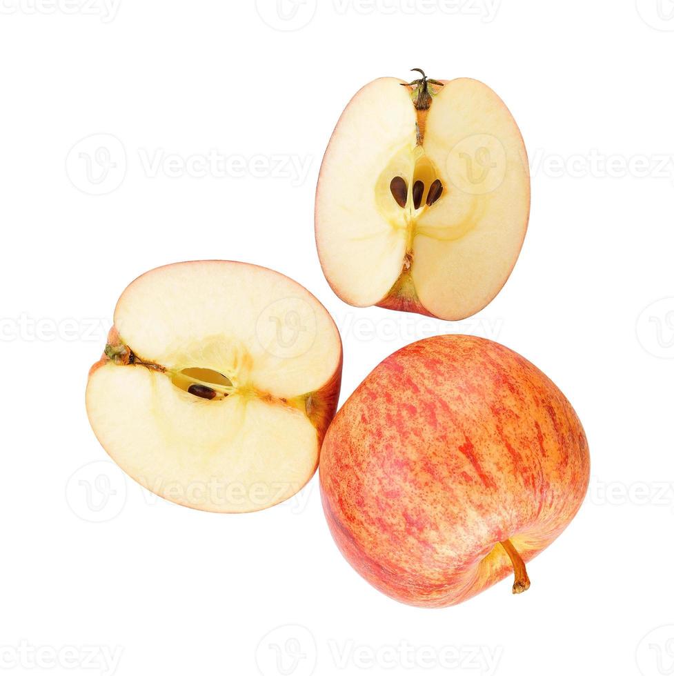 Top view of gala apples on white background photo