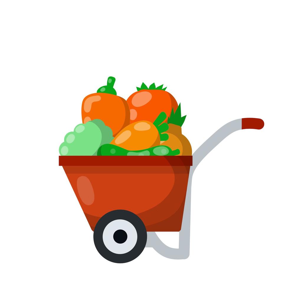 carro de granjero rojo con verduras. vector