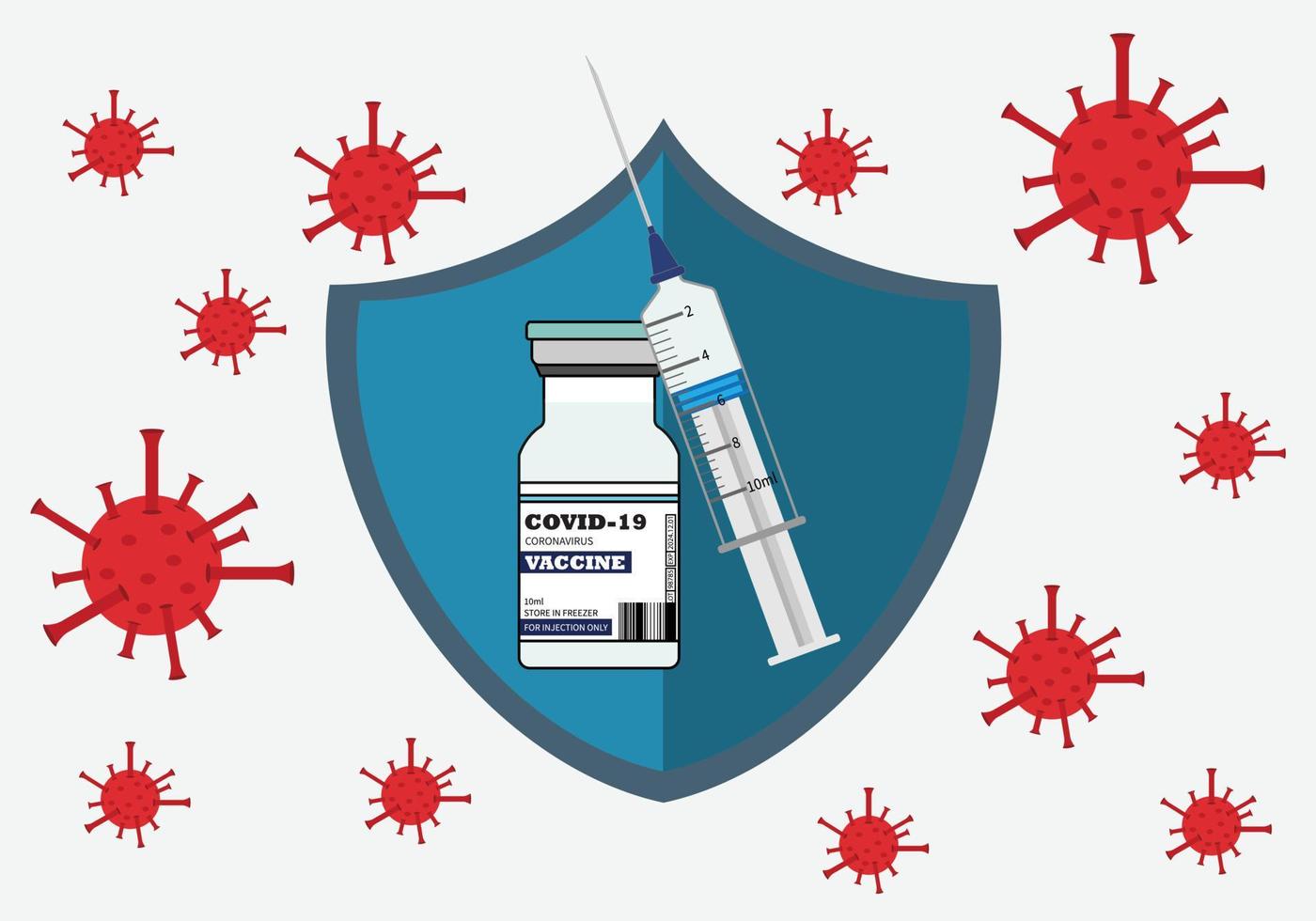 Covid-19 vaccine doses vector illustration. Coronavirus vaccine protection.