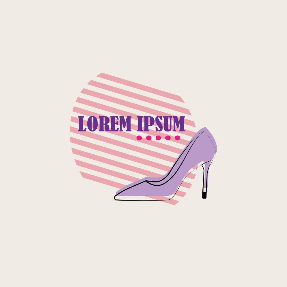 High heels logo vector design. Purple high heels.