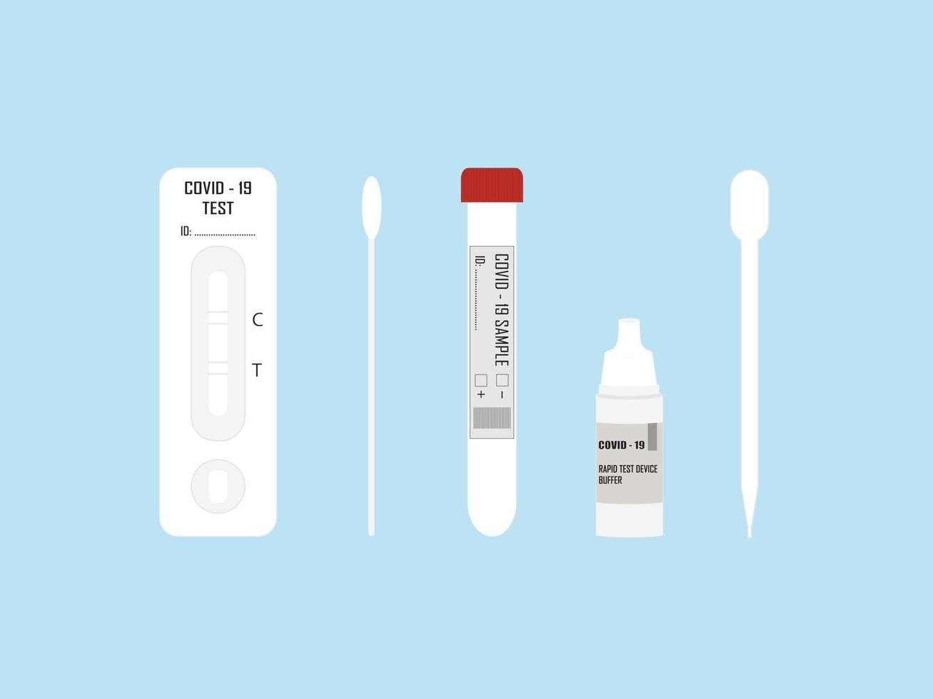 ilustración del kit de prueba rápida de antígeno sars-cov-2. ilustración vectorial del kit de prueba rápida de antígeno covid-19. vector