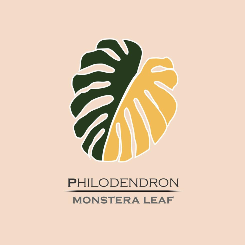 Philodendron monstera leave logo illustration. vector