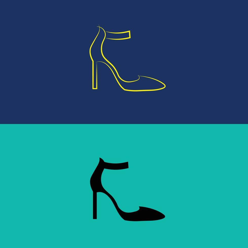 High heels flat logo design. Heels logo vector silhouette.