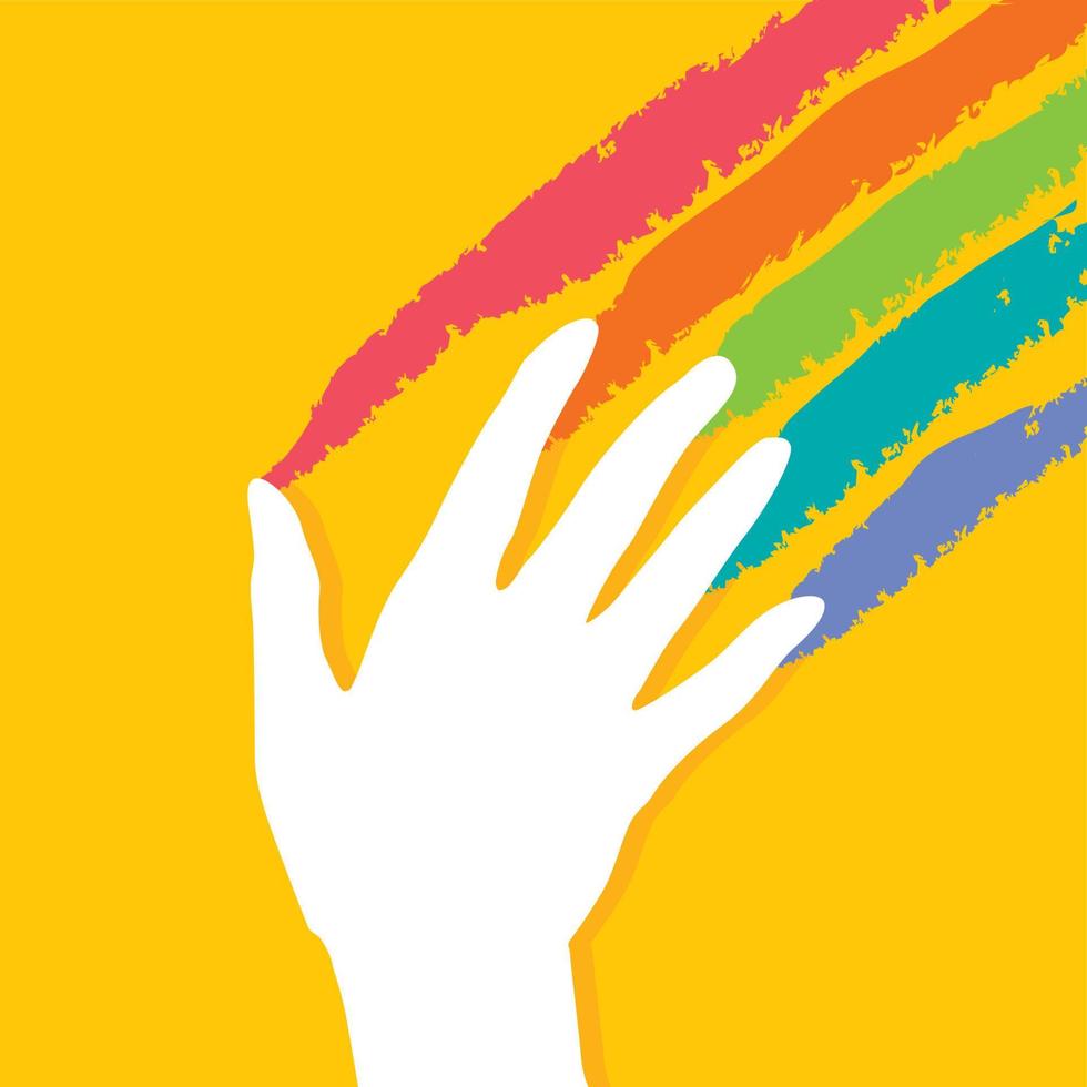 cartel colorido del concepto abstracto con la mano humana vector