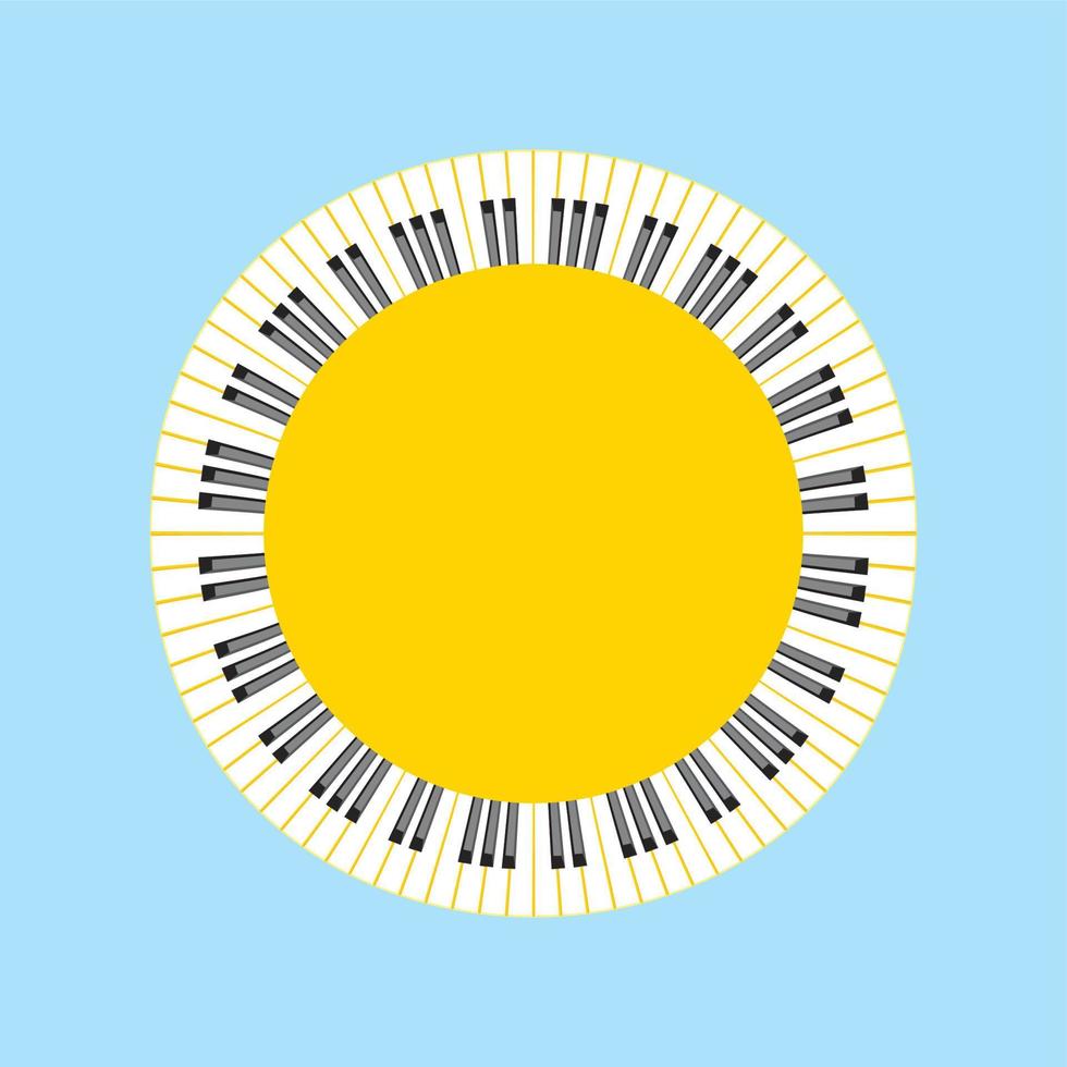 Abstract piano key poster. Music sun concept. vector