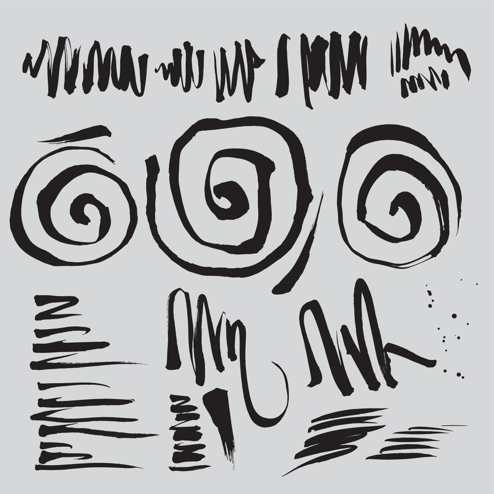 Hand drawn blank ink brush stroke elements vector