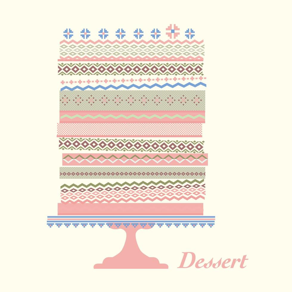 Pastel colors vector decorative wedding cake pattern