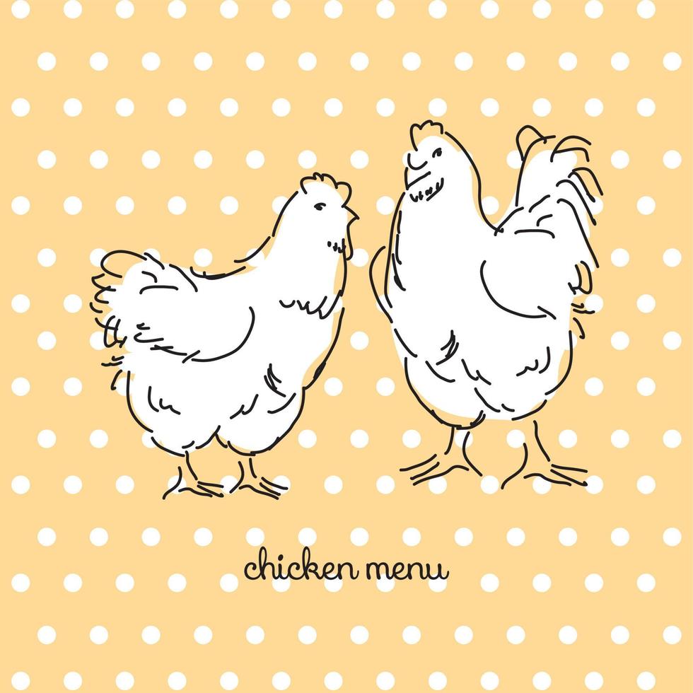 hand drawn chicken pair vector illustration