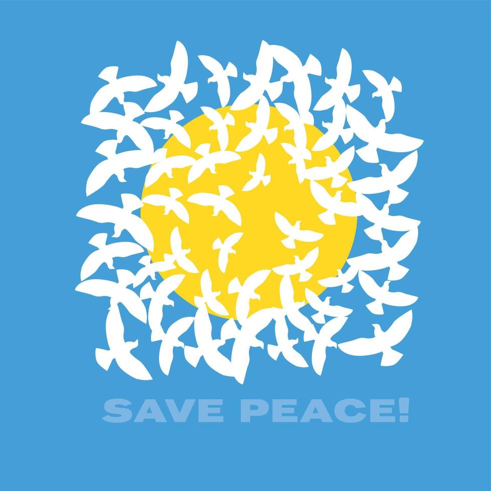 Doves in the sky with sun for poster vector