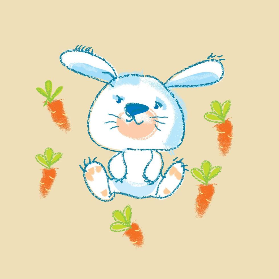 Cute little bunny with carrot sketch for poster vector