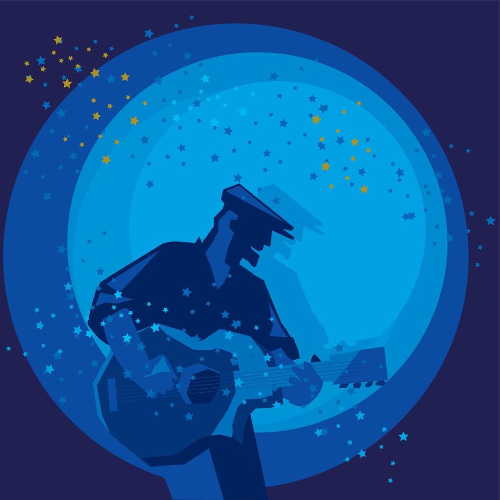 music poster template with man playing guitar vector