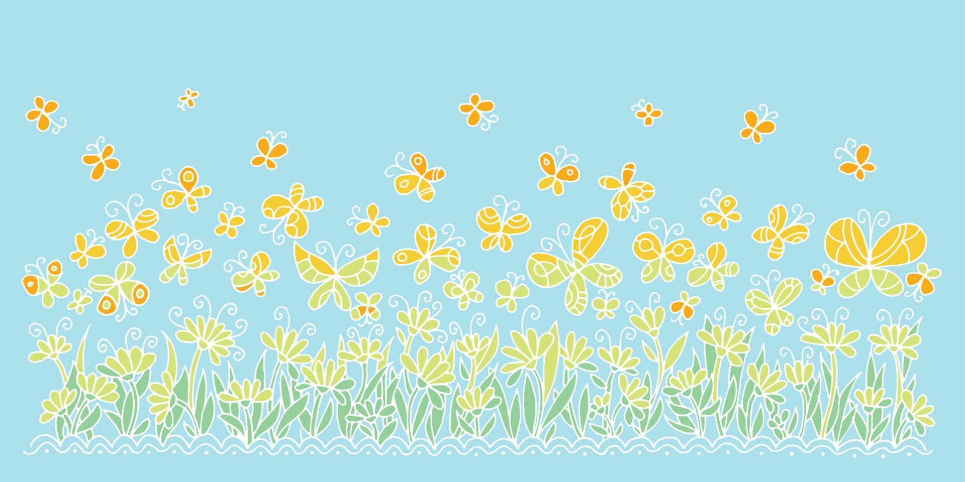 Summer butterfly vector border