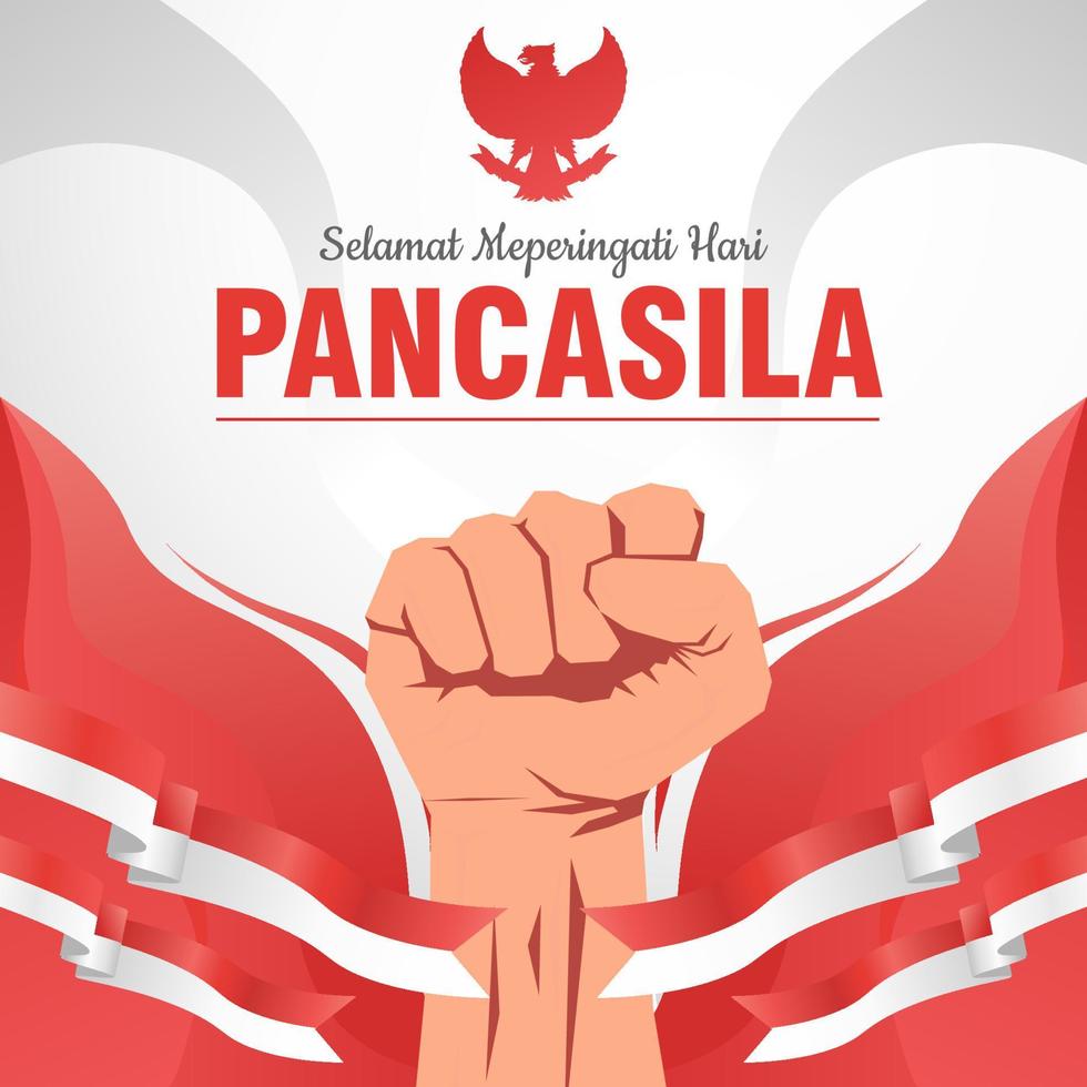 selamat hari pancasila means happy pancasila day social media post greeting poster vector