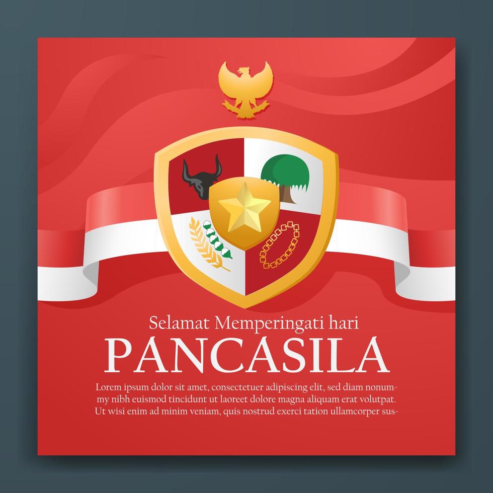 selamat hari pancasila means happy pancasila day social media post greeting poster vector