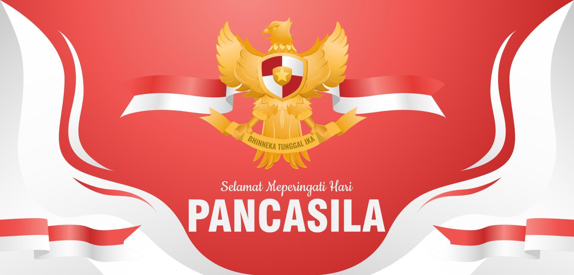 selamat hari pancasila means happy pancasila day social media post greeting poster vector