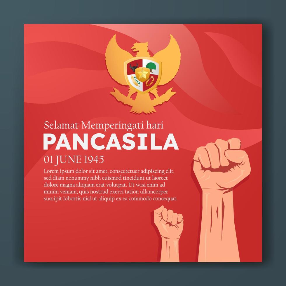 selamat hari pancasila significa feliz día de pancasila cartel de saludo de publicación en redes sociales vector