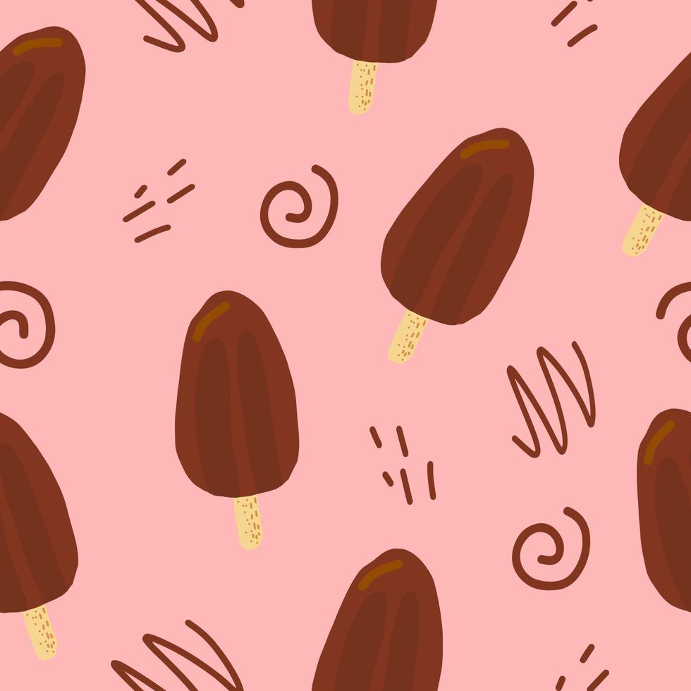 ice cream on a stick seamless pattern. hand drawn doodle. , cartoon. wallpaper, textiles, fabric, wrapping paper. food, sweet refreshing bright summer vector