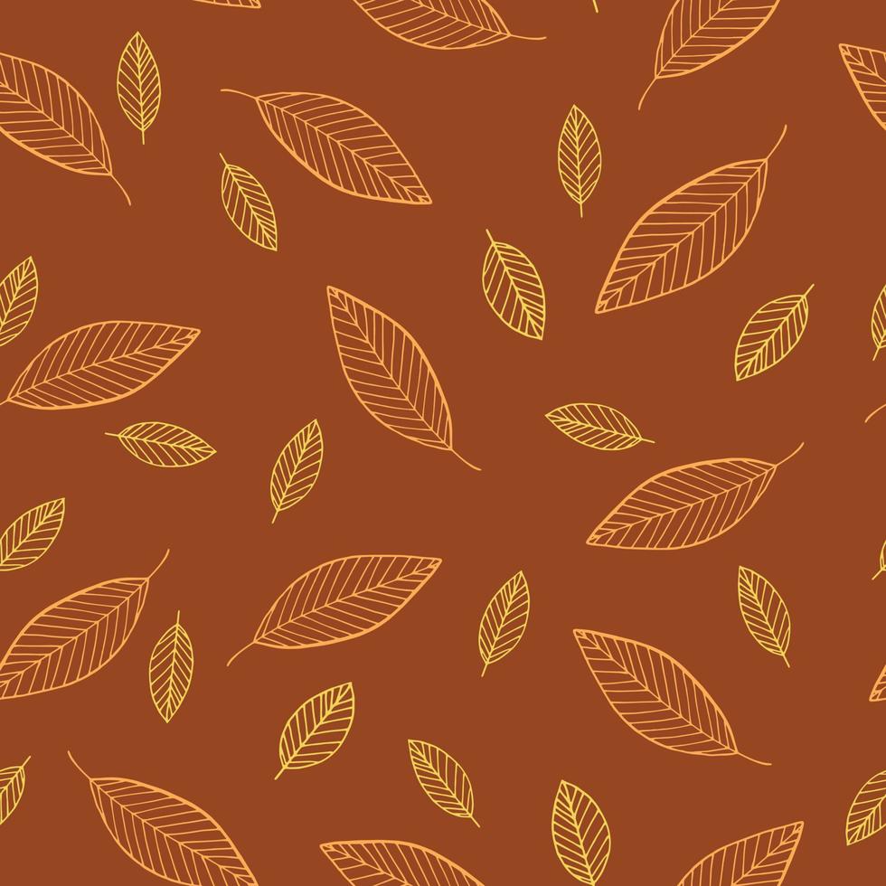 leaves seamless pattern. vector illustration hand drawn in doodle style. scandinavian, minimalism. wallpaper, background, textiles, wrapping paper