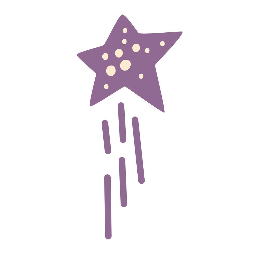 Shooting star. Comet tail or star trail. Meteorite, space. Vector Hand draw illustration isolated on the white background.