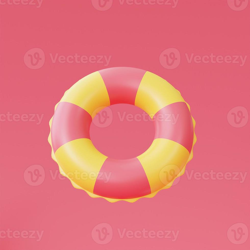 3d rendering of Inflatable swimming ring isolated on pink background,summer vacation concept,summer elements,minimal style.3d render. photo